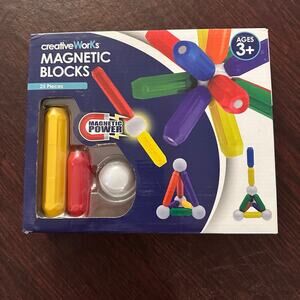 Creative Works 25 PC Magnetic Blocks Colorful Building Set For Kids Ages 3+